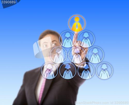 Image of Manager Selecting A Male Worker Atop A Pyramid