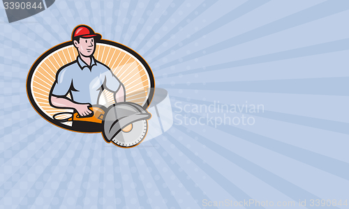 Image of Business card Construction Worker Concrete Saw Consaw Cartoon