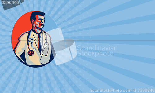 Image of Business card Doctor Stethoscope Standing Retro