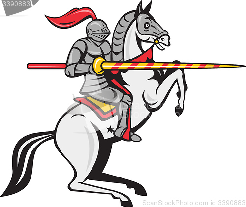 Image of Knight Lance Steed Prancing Isolated Cartoon