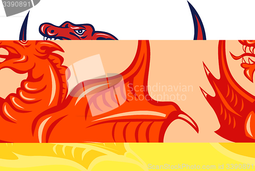 Image of Chinese Red Dragon Angry Isolated Retro