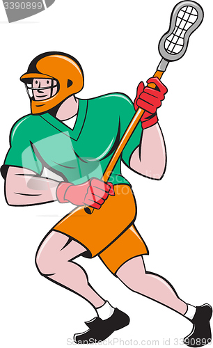 Image of Lacrosse Player Crosse Stick Running Cartoon