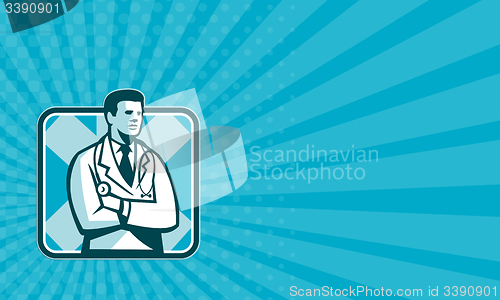 Image of Business card Medical Doctor Physician Stethoscope Standing Retro
