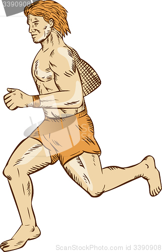 Image of Barefoot Runner Running Side Etching