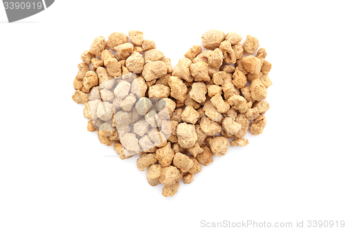 Image of Soya protein chunks in a heart shape