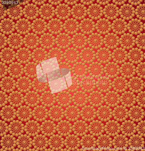 Image of luxurious round yellow patterns on the red