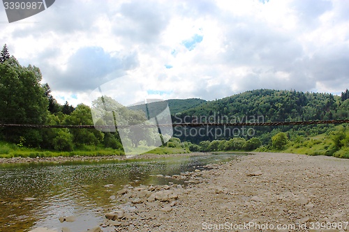 Image of speed mountainous river in Carpathian mountains