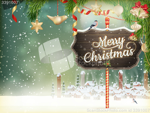 Image of Christmas scene, village. EPS 10