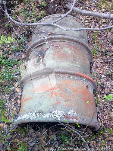 Image of empty barrels in the Arctic environmental pollution