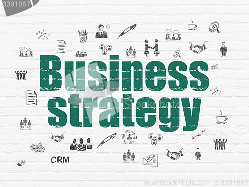 Image of Finance concept: Business Strategy on wall background