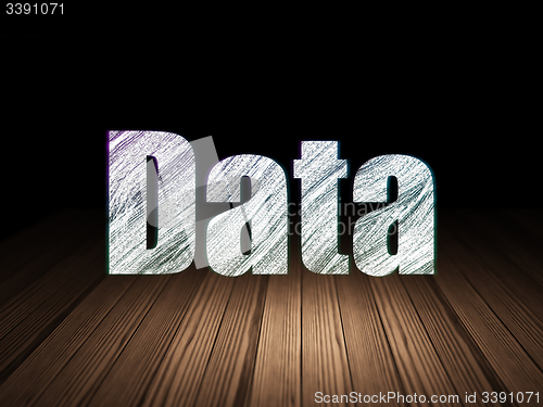 Image of Information concept: Data in grunge dark room