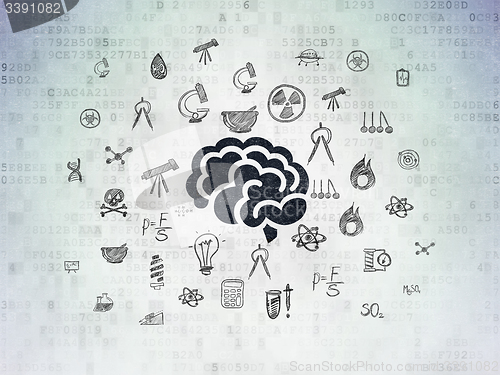 Image of Science concept: Brain on Digital Paper background