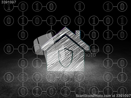 Image of Business concept: Home in grunge dark room