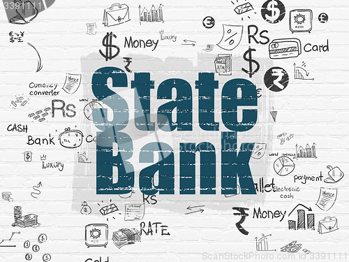 Image of Currency concept: State Bank on wall background