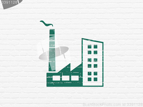 Image of Manufacuring concept: Industry Building on wall background
