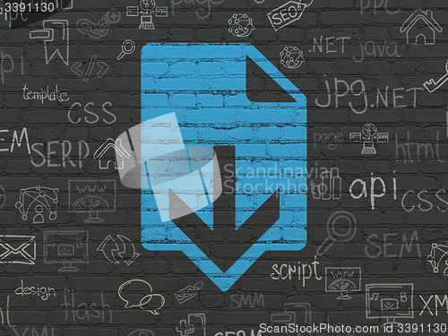 Image of Web development concept: Download on wall background