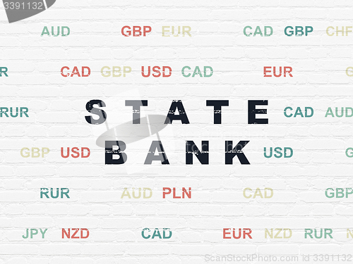 Image of Currency concept: State Bank on wall background