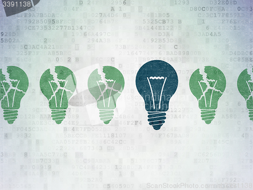 Image of Business concept: light bulb icon on Digital Paper background