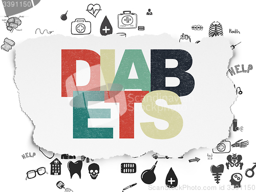 Image of Medicine concept: Diabets on Torn Paper background