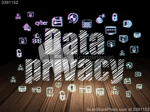 Image of Privacy concept: Data Privacy in grunge dark room