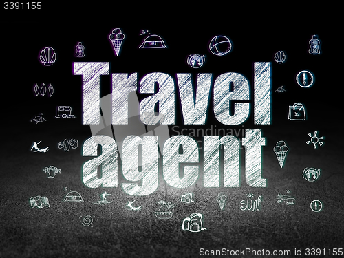 Image of Vacation concept: Travel Agent in grunge dark room