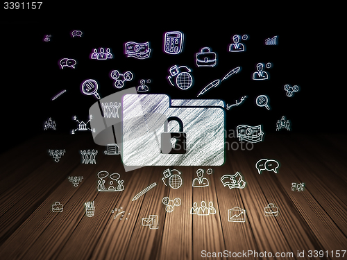 Image of Finance concept: Folder With Lock in grunge dark room