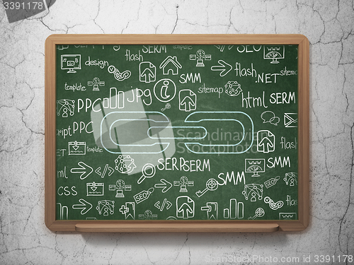 Image of Web development concept: Link on School Board background