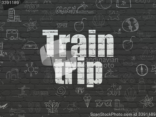 Image of Tourism concept: Train Trip on wall background