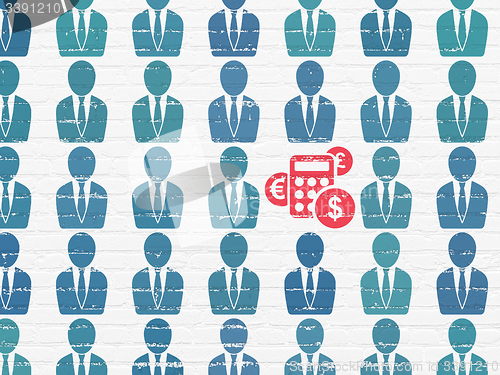 Image of Business concept: calculator icon on wall background