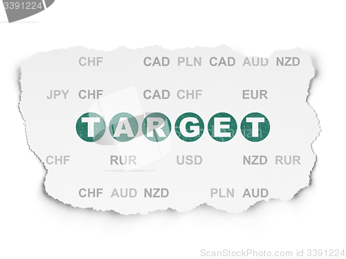 Image of Finance concept: Target on Torn Paper background