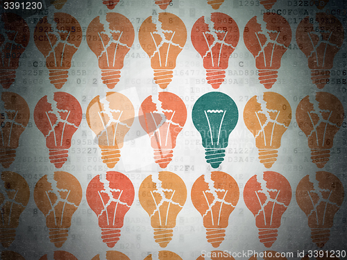 Image of Business concept: light bulb icon on Digital Paper background