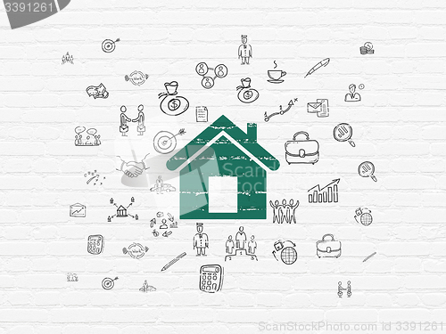 Image of Finance concept: Home on wall background