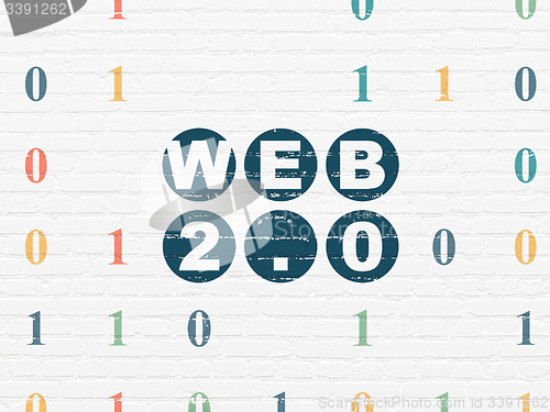 Image of Web design concept: Web 2.0 on wall background