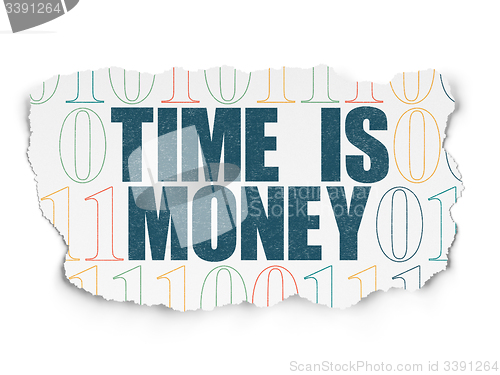 Image of Finance concept: Time is Money on Torn Paper background