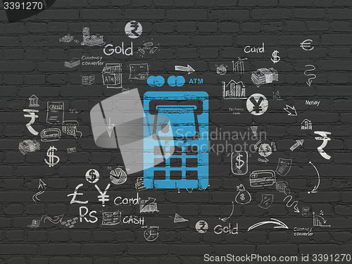 Image of Currency concept: ATM Machine on wall background