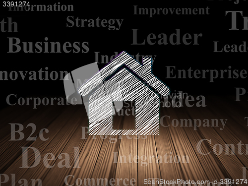 Image of Finance concept: Home in grunge dark room