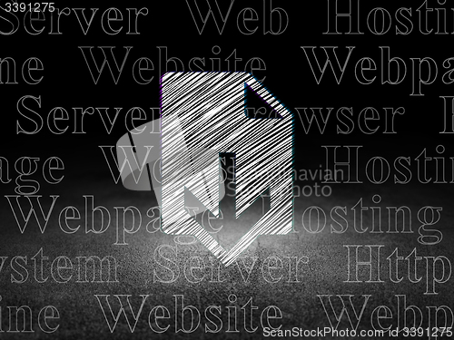 Image of Web design concept: Download in grunge dark room