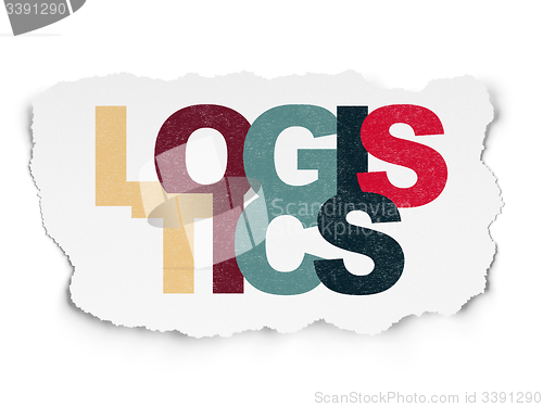 Image of Finance concept: Logistics on Torn Paper background