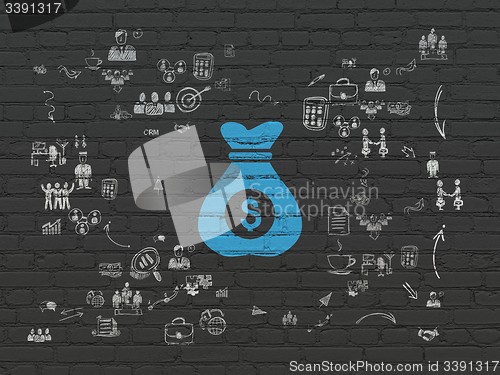Image of Business concept: Money Bag on wall background