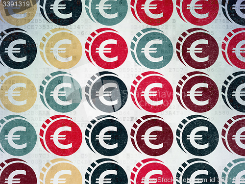 Image of Money concept: Euro Coin icons on Digital Paper background