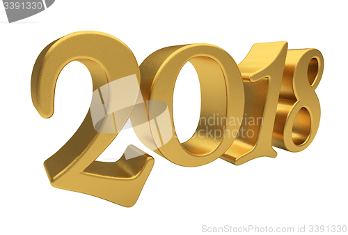 Image of Gold 2018 lettering isolated