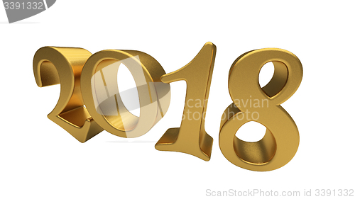 Image of Gold 2018 lettering isolated