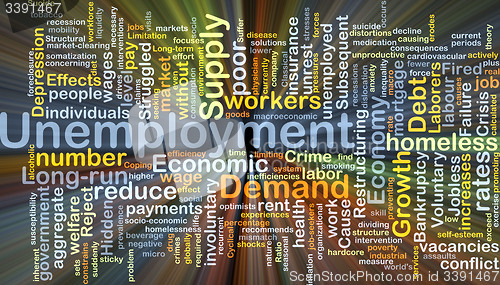 Image of Unemployment background concept glowing