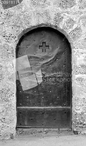 Image of Old studded metal door