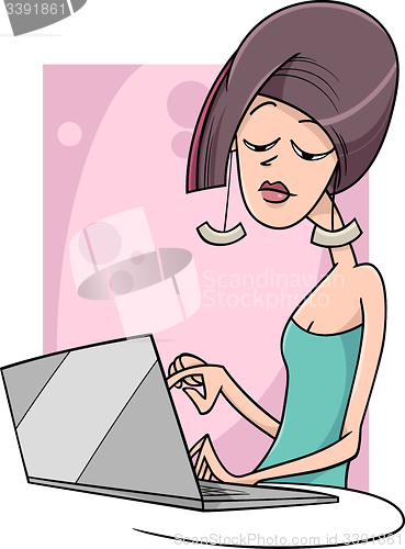 Image of woman with notebook cartoon
