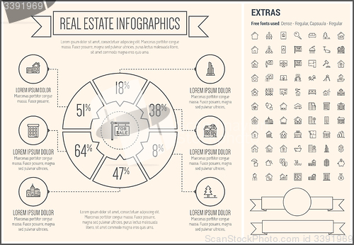 Image of Real Estate Line Design Infographic Template