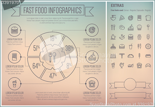 Image of Fast Food Line Design Infographic Template