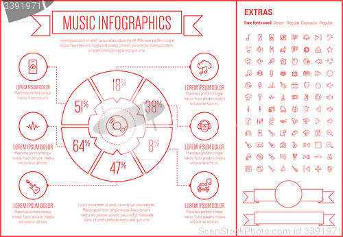 Image of Music Line Design Infographic Template