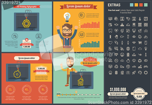 Image of Three D printing flat design Infographic Template