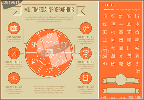 Image of Multimedia Line Design Infographic Template